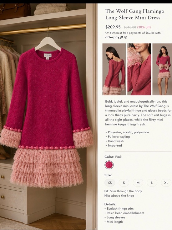 The Wolf Gang Dresses & Skirts - The Wolf Gang Flamingo Pink Long-Sleeve Mini Dress